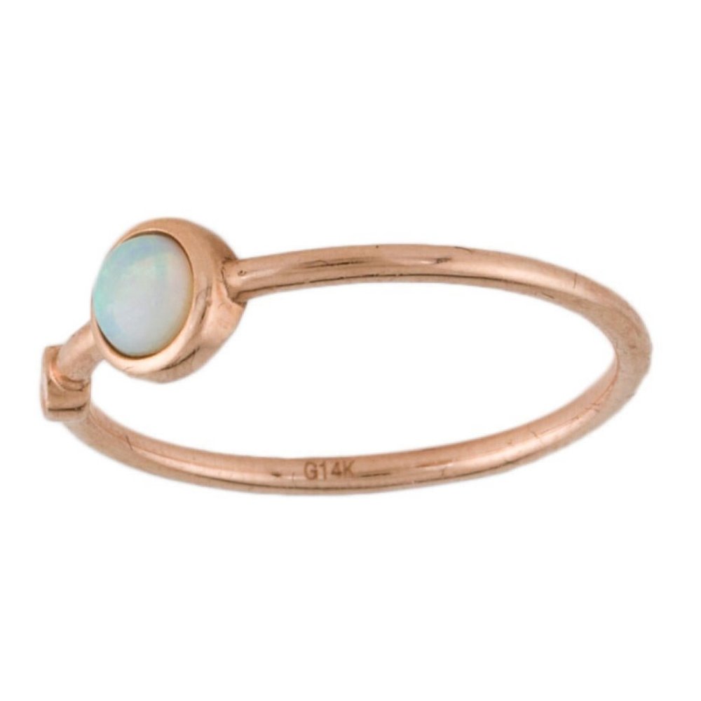 14K OPAL & DIAMOND ROSE GOLD RING - Picture 3 of 6